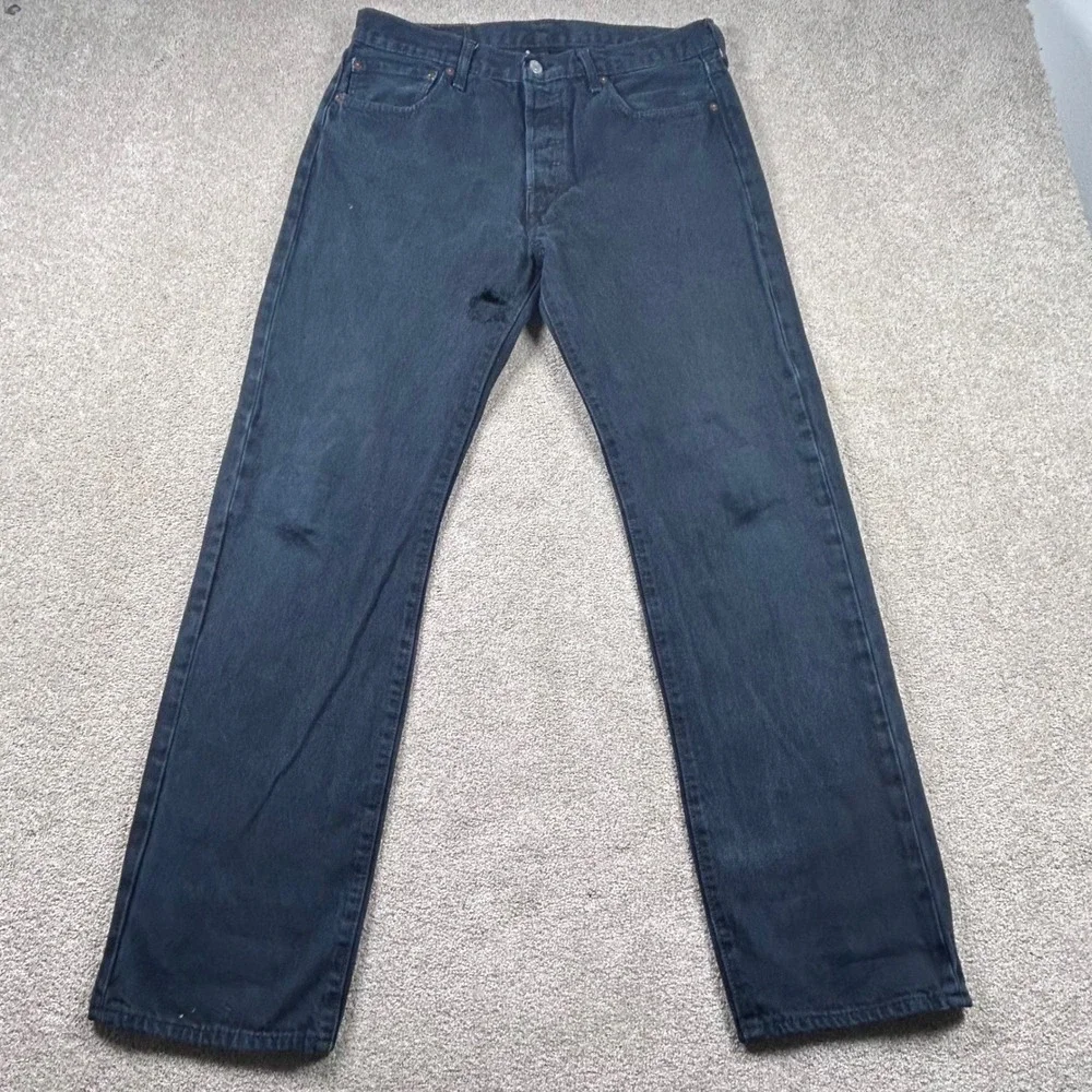 Levis 501 Original Fit Jean Mens 33x32 Faded Black Straight Leg Button Fly 00501